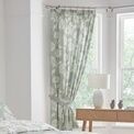 Dreams & Drapes Design - Chrysanthemum -  Pair of Pencil Pleat Curtains With Tie-Backs - Green 66" Width x 72" Drop (168 x 183cm) additional 1