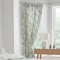 Dreams &amp; Drapes Design - Chrysanthemum -  Pair of Pencil Pleat Curtains With Tie-Backs - Green 66" Width x 72" Drop (168 x 183cm) additional 1