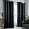 Fusion - Strata - Dim out woven Pair of Eyelet Curtains - Black additional 1