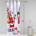 Fusion - Santa & Snowy -  Eyelet Single Panel Door Curtain - 54" Width x 84" Drop (138 x 214cm) in Multi additional 1