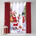 Fusion - Santa & Snowy -  Eyelet Single Panel Door Curtain - 54" Width x 84" Drop (138 x 214cm) in Multi additional 2