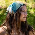 Peace Of Mind - Beige/Green Mix Recycled Poly Pleated Neckerchief additional 3