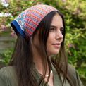 Peace Of Mind - Blue Mix Poppy Print Recycled Poly Pleated Neckerchief additional 2