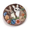 Peace Of Mind - Cocoa Velvet Meadow Bunnies Embroidered Compact Pocket Mirror additional 1