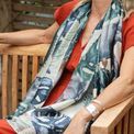 Peace Of Mind - Green Mix Monstera Leaf Print Recycled Poly Silk Feel Scarf additional 3