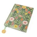 Peace Of Mind - Green Velvet Dahlias Embroidered A5 Notebook additional 1