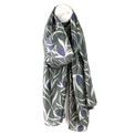 Peace Of Mind - Grey Mix Vine Print Recycled Poly Silk Feel Scarf additional 1