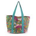 Peace Of Mind - Khaki/Purple Paradise Print Beach Bag With Blue Webbing Straps additional 1