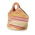 Peace Of Mind - Pink And Yellow Striped Round Handled Jute Bag additional 2