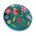 Peace Of Mind - Teal Velvet Floral Embroidered Pocket Compact Mirror additional 1