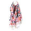 Peace Of Mind - White/Coral Mix Abstract Print Recycled Poly Scarf additional 3
