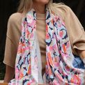 Peace Of Mind - White/Coral Mix Abstract Print Recycled Poly Scarf additional 2