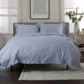 The Lyndon Company - Gingham Frilled Duvet Set Fog additional 1