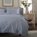 The Lyndon Company - Gingham Frilled Duvet Set Fog additional 4