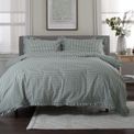 The Lyndon Company - Gingham Frilled Duvet Set Sage additional 1