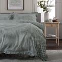 The Lyndon Company - Gingham Frilled Duvet Set Sage additional 5