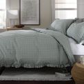 The Lyndon Company - Gingham Frilled Duvet Set Sage additional 4