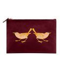 William Morris at Home - Strawberry Thief Medium Raspberry Embroidery Velvet Pouch additional 2