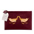 William Morris at Home - Strawberry Thief Medium Raspberry Embroidery Velvet Pouch additional 1