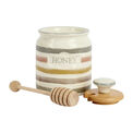 Classic Collection Striped Ceramic Honey Pot With Wooden Dipper additional 1