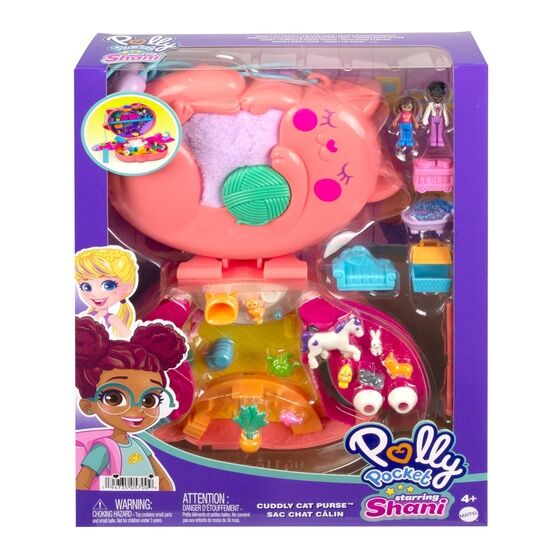 Polly Pocket Starring Shani Cuddly Cat Purse Compact Playset