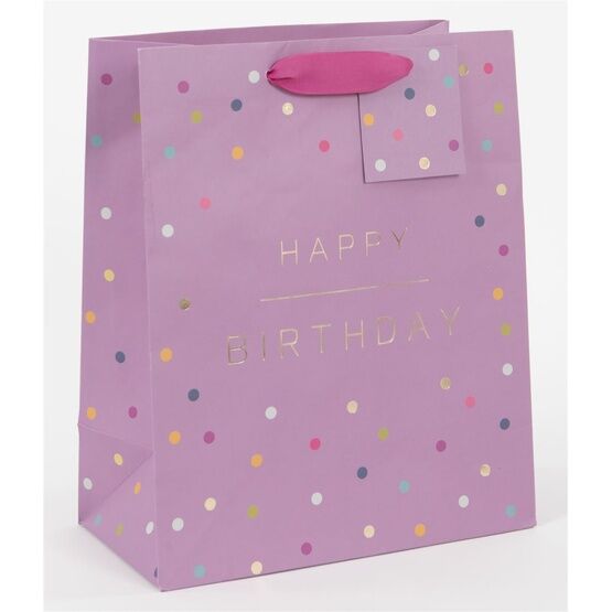 Glick - Large Gift Bag - Happy Birthday Spots Mulberry
