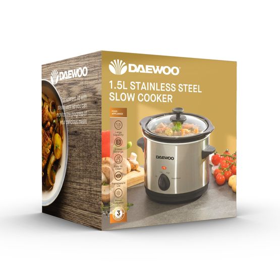 Daewoo 1.5L Slow Cooker - Stainless Steel