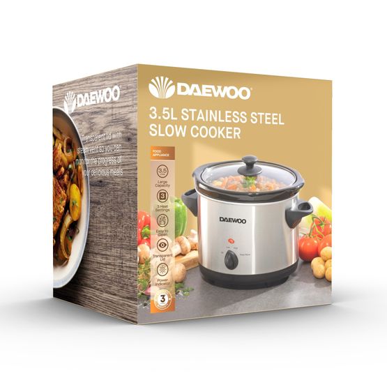 Daewoo 3.5L Slow Cooker - Stainless Steel