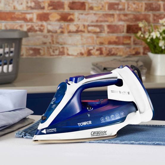 Tower Ceraglide 2 in 1 Cord / Cordless Iron Blue