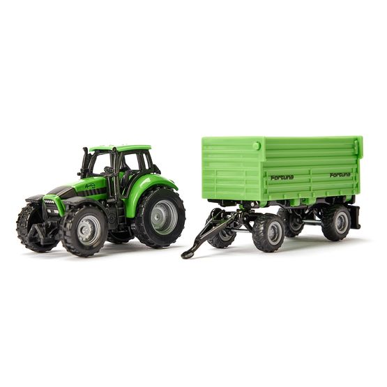 Siku -Deutz Fahr with Fortuna 4 Wheel Trailer