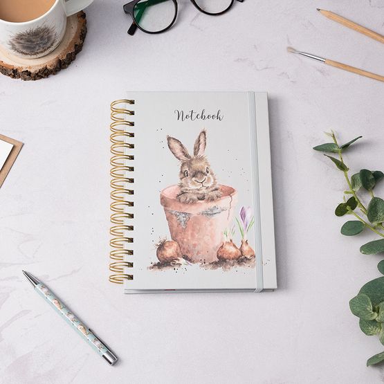 Wrendale Designs - A5 Rabbit Notebook - The Flower Pot Green
