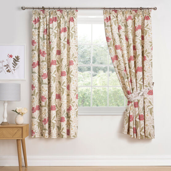 Dreams & Drapes Sandringham Pencil Pleat Curtains With Tie-Backs - Red