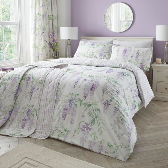 Dreams & Drapes Design - Wisteria - Quilted Bedspread - 200cm X 230cm in Lilac
