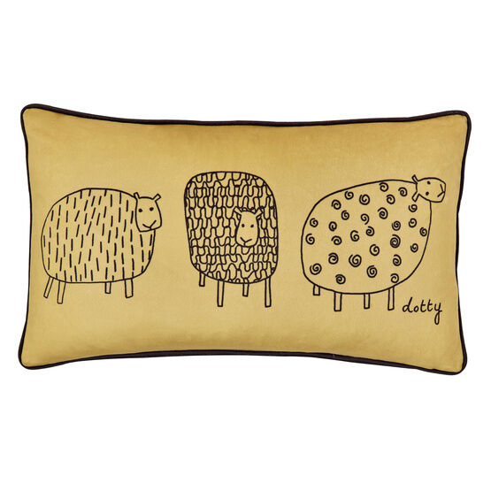 Fusion - Dotty Sheep -  Cushion Cover - 28 x 48cm in Ochre