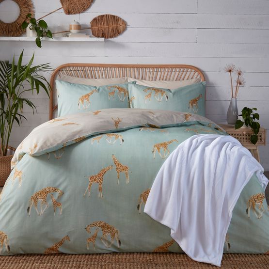 Fusion - Milo Giraffe - Reversible Duvet Cover Set - Duck Egg