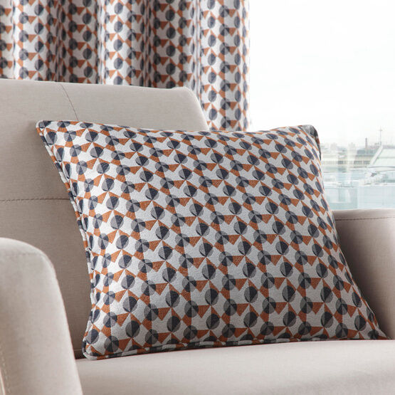 Fusion - Prado - Jacquard Cushion Cover - 43 x 43cm in Grey/Terracotta