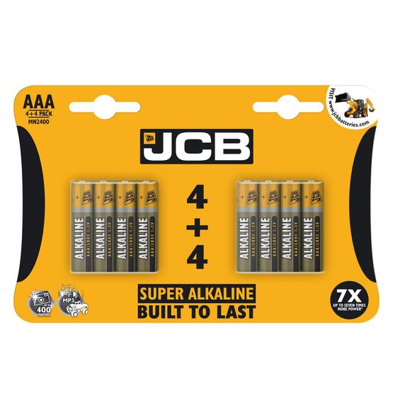 JCB - Super Alkaline Batteries JR03 AAA 4+4 Pack