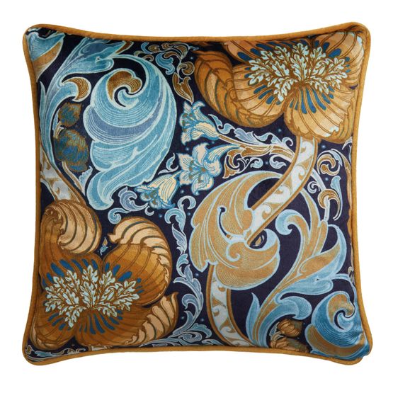Laurence Llewelyn-Bowen - Down the Dilly -  Cushion Cover - 43 x 43cm in Ochre/Blue