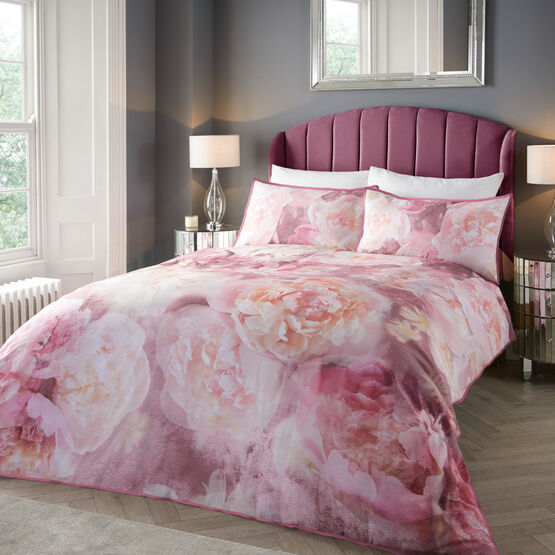 Soiree Rose Bloom Duvet Cover Set - Pink