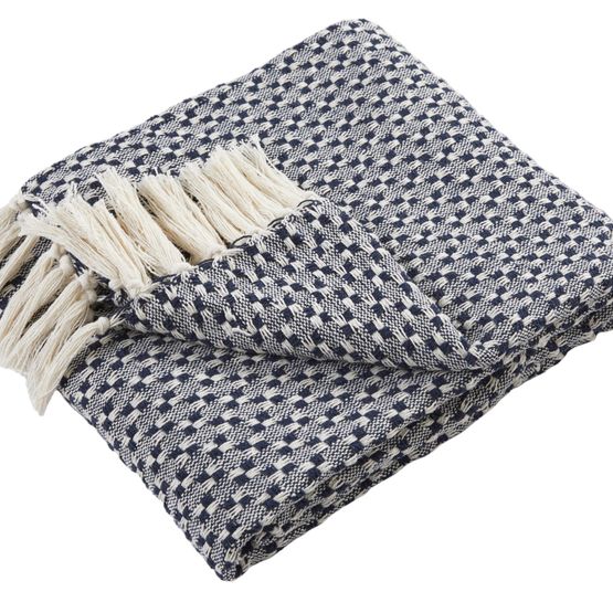 Appletree Loft - Bexley - 100% Recycled Cotton Rich Mixed Fibres Throw - 130 x 180cm in Navy