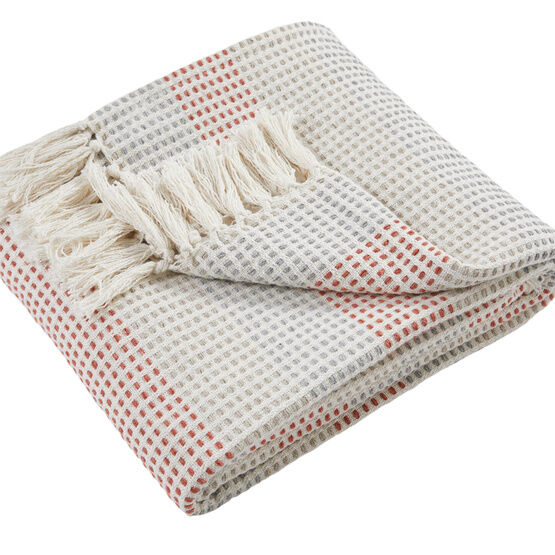 Appletree Loft - Reva - 100% Recycled Cotton Rich Mixed Fibres Bedspread - 130cm x 180cm in Paprika