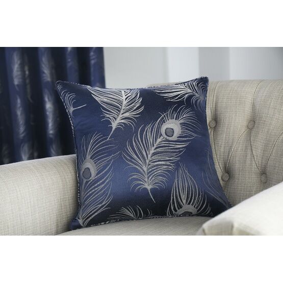 Curtina - Feather - Jacquard Cushion Cover - 43 x 43cm in Navy