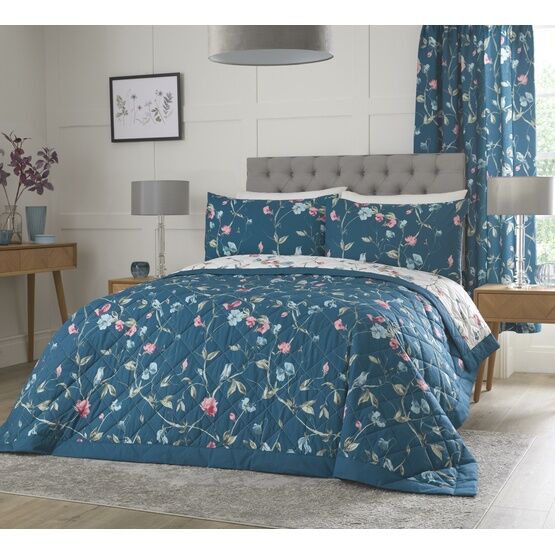 Dreams And Drapes Design - Sweet Pea - Bedspread - 200cm X 230cm Bed Size in Teal