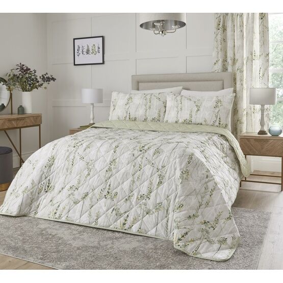 Dreams And Drapes Design - Wild Stems - Bedspread - 200cm X 230cm Bed Size in Green