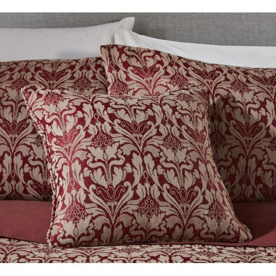 Dreams & Drapes Woven - Hawthorne - Jacquard Cushion Cover - 43 x 43cm in Burgundy