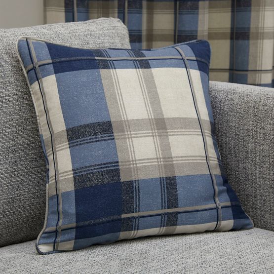 Fusion Balmoral Check Filled Cushion - Navy