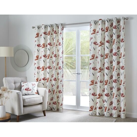 Fusion Dacey 100% Cotton Eyelet Curtains - Red