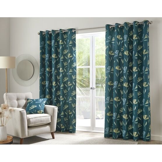 Fusion Dacey 100% Cotton Eyelet Curtains - Teal