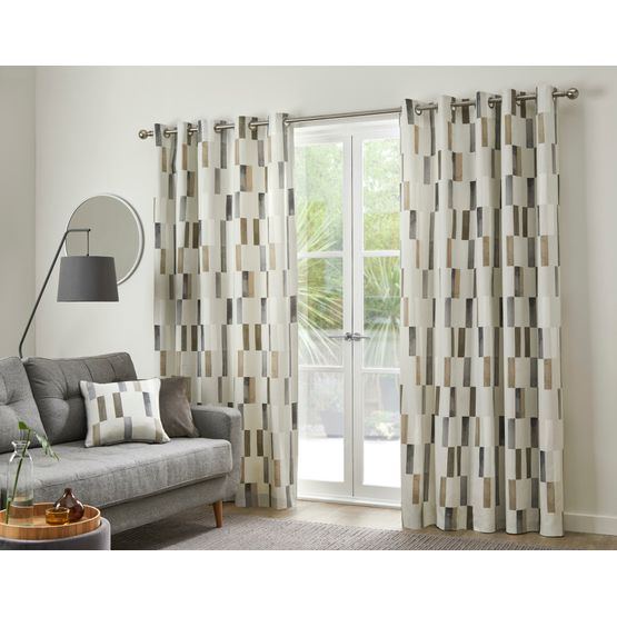 Fusion Oakland 100% Cotton Eyelet Curtains - Natural