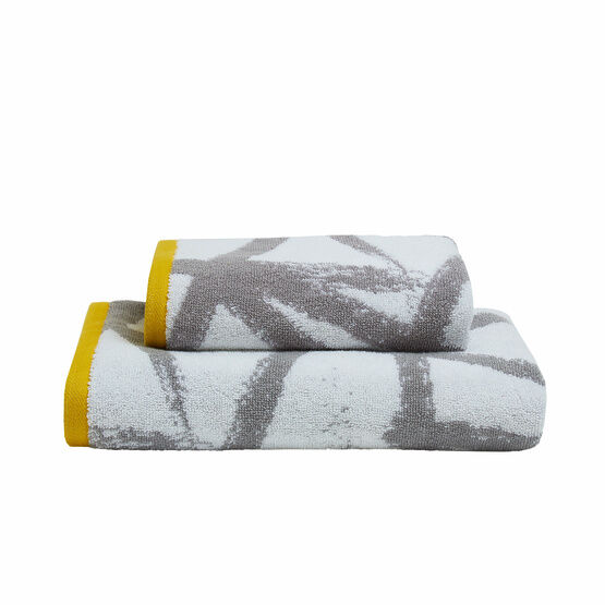 Fusion Bathroom - Leda - Jacquard Towel - Grey/Ochre